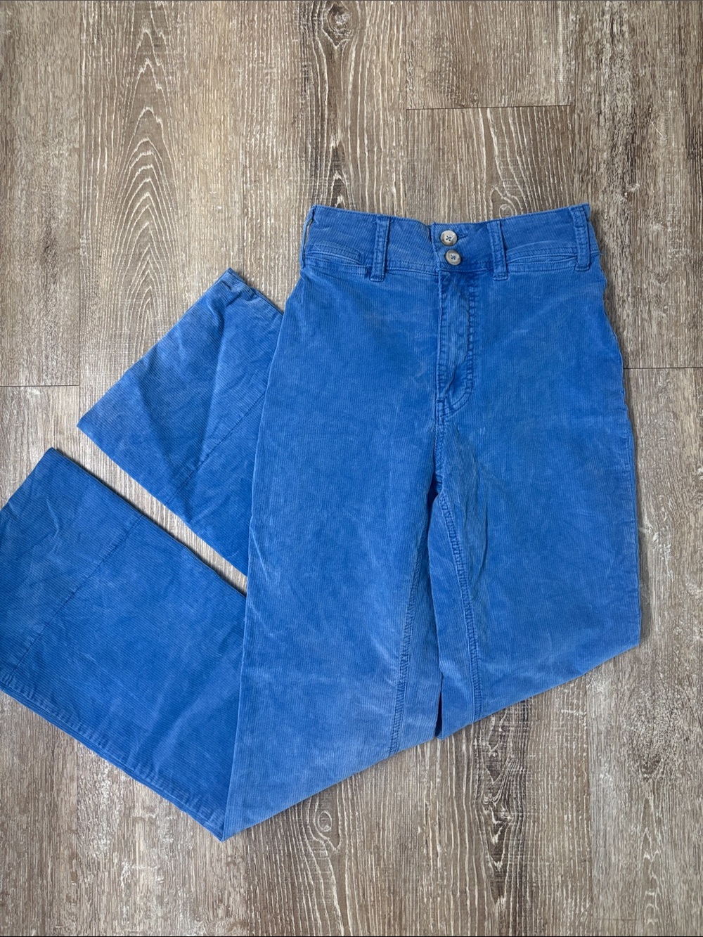 Free People We The Free Blue Corduroy Wide Leg Jeans